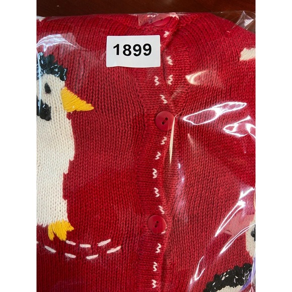 The Quacker Factory Womens Sweater Small Red Cardigan Holiday Pinguin Casual - Picture 11 of 11